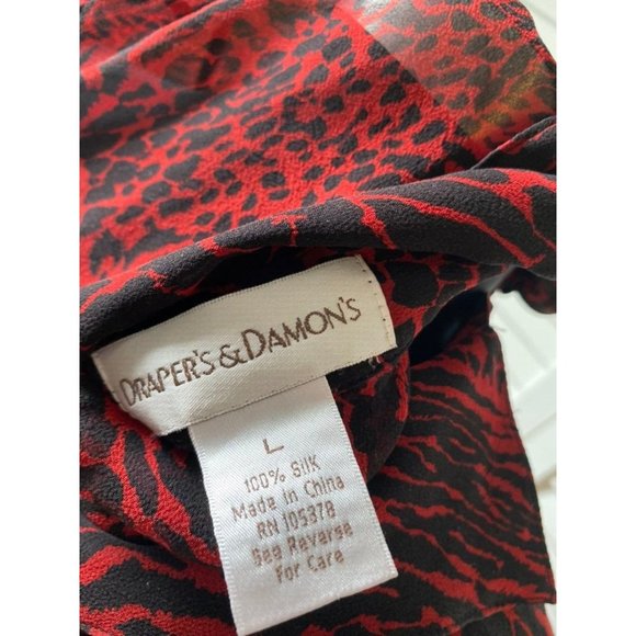 Draper's & Damon's Silk Red & Black Animal Print Shirt  L - Picture 7 of 8